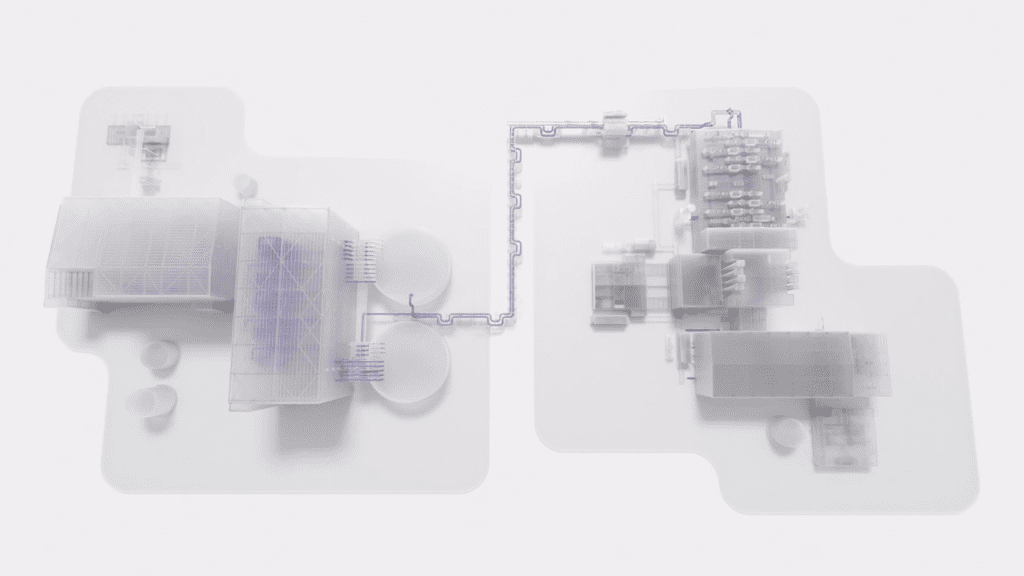 A bird's eye view of TerraPower's Natrium advanced nuclear reactor plant.